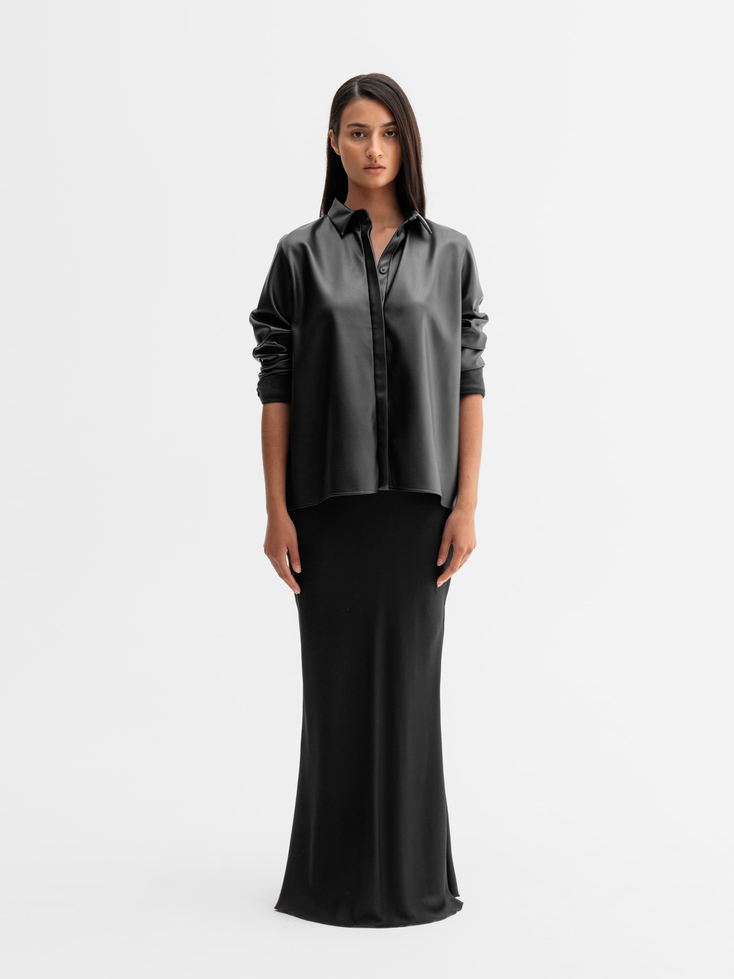 Mia PU leather shirt black