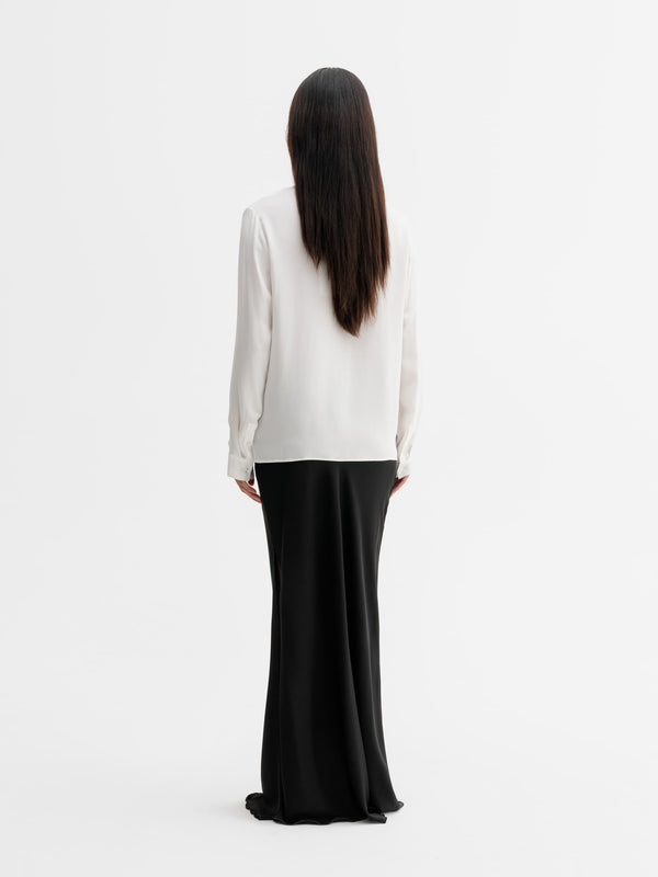 Back view of Ahlvar Gallery Mia silk shirt in White