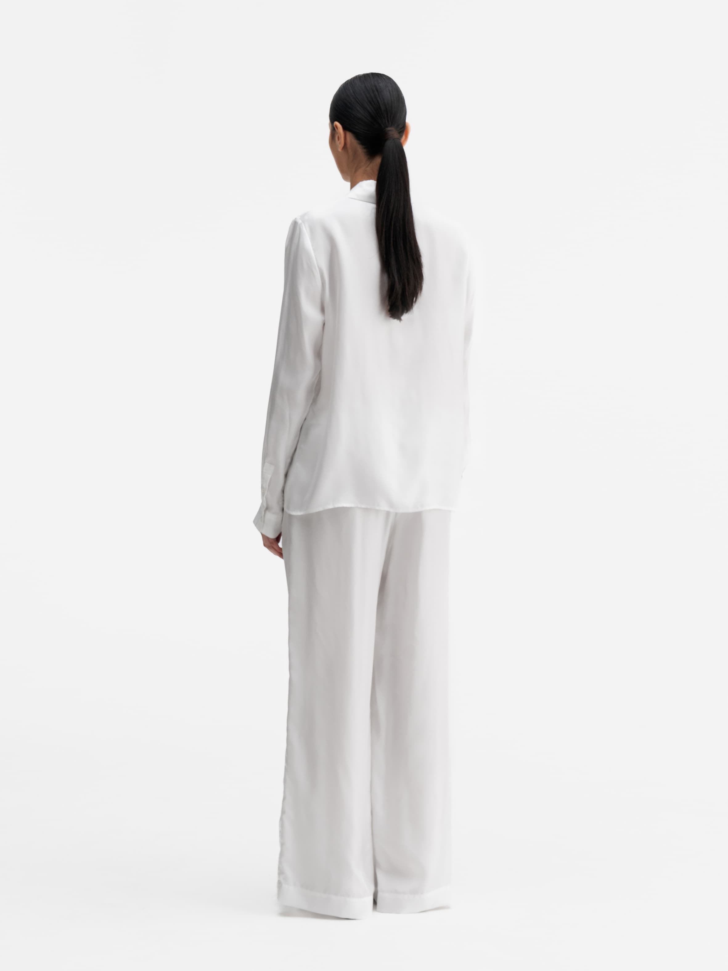 Back view of Ahlvar Gallery Mia silk twill shirt white