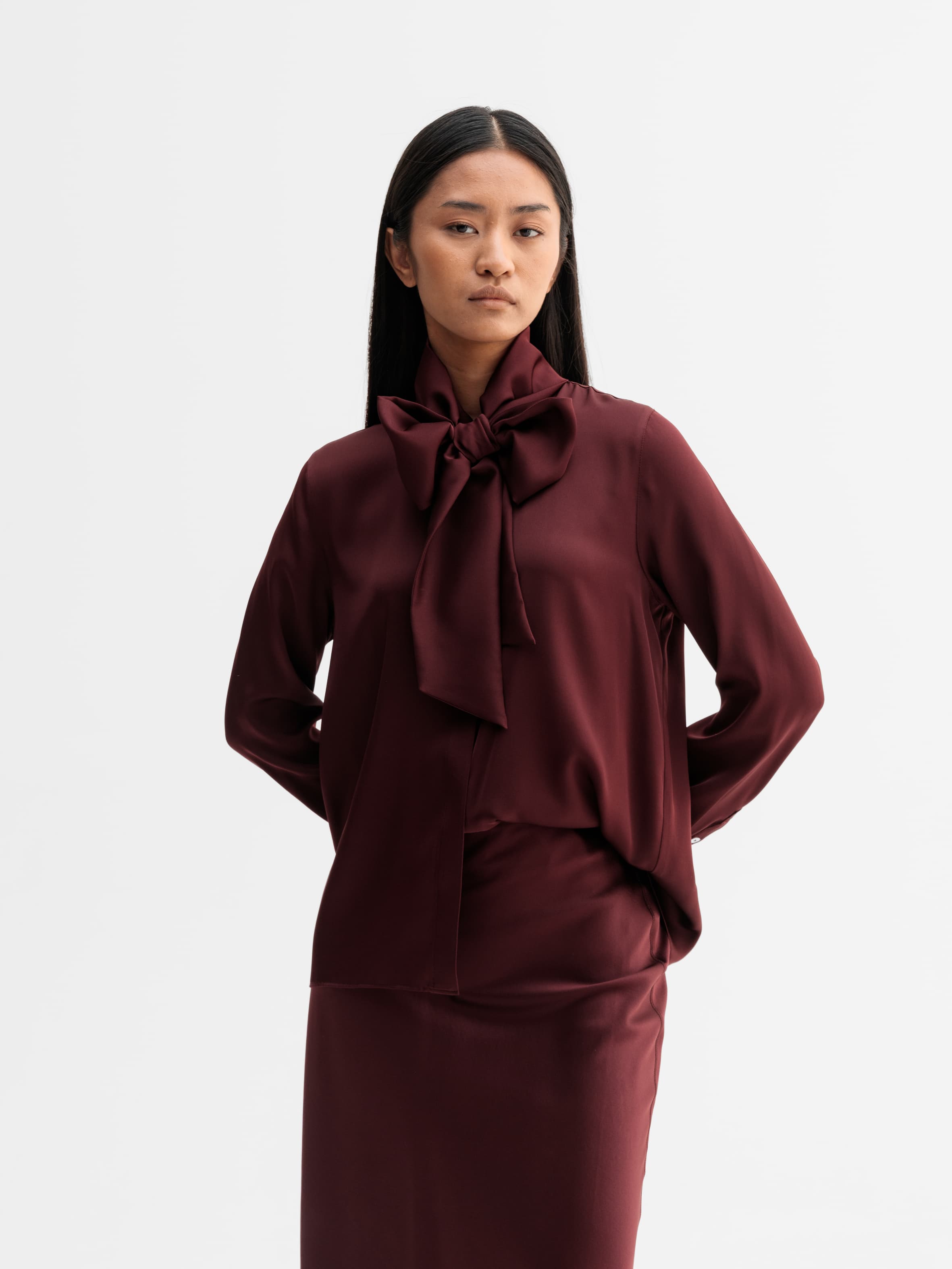 Miki silk blouse burgundy