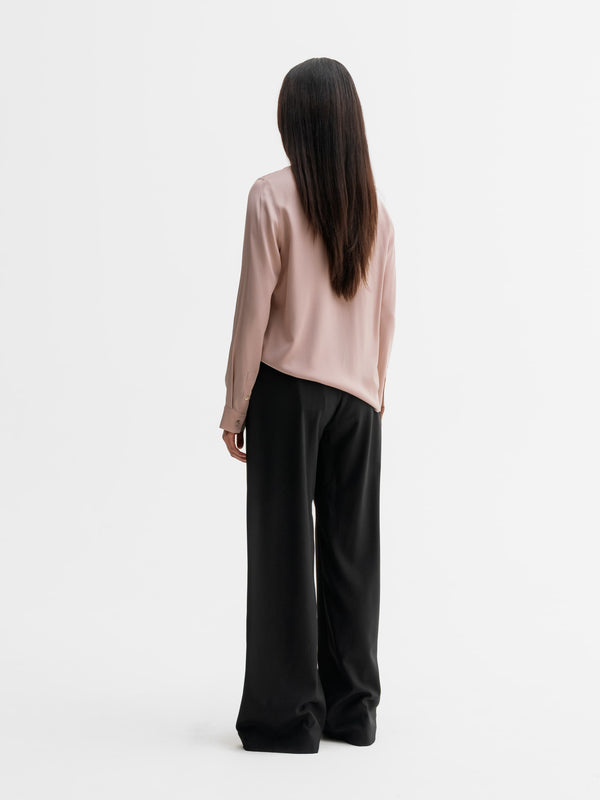 Back view of Ahlvar Gallery Miki silk blouse in Dusty pink