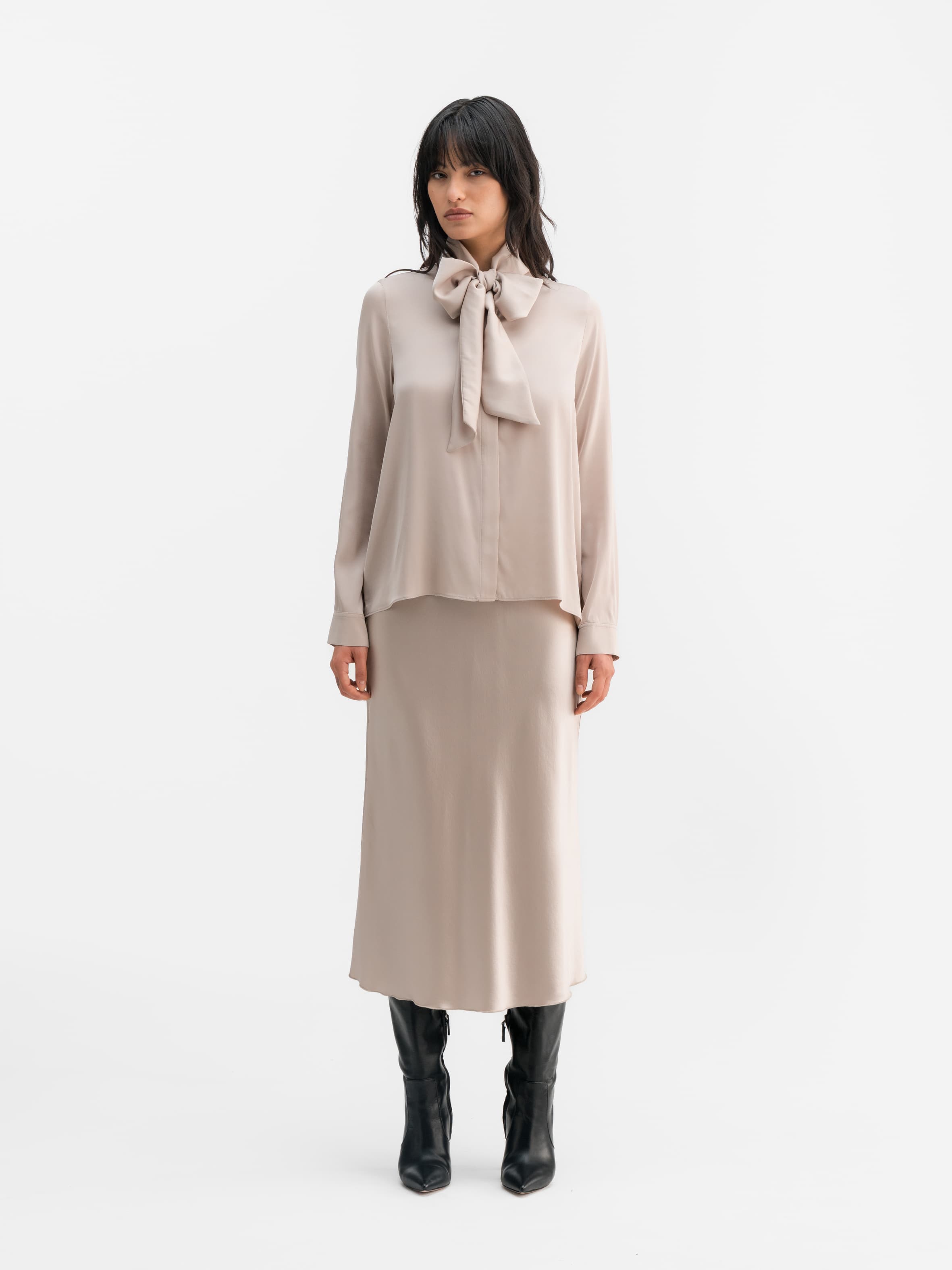 Miki silk blouse greige