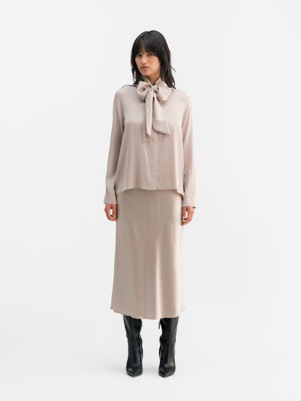 Miki silk blouse greige