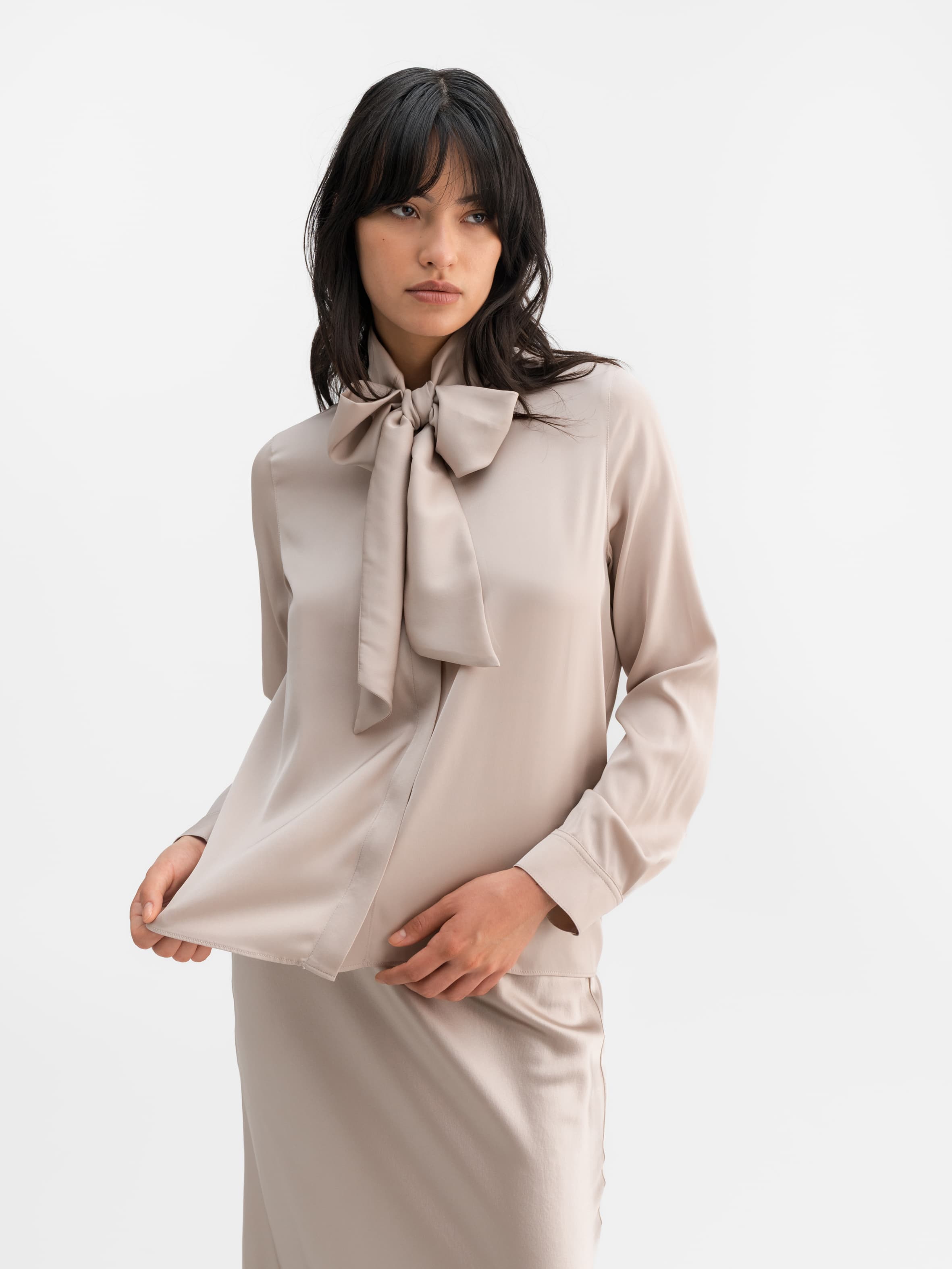 Miki silk blouse greige