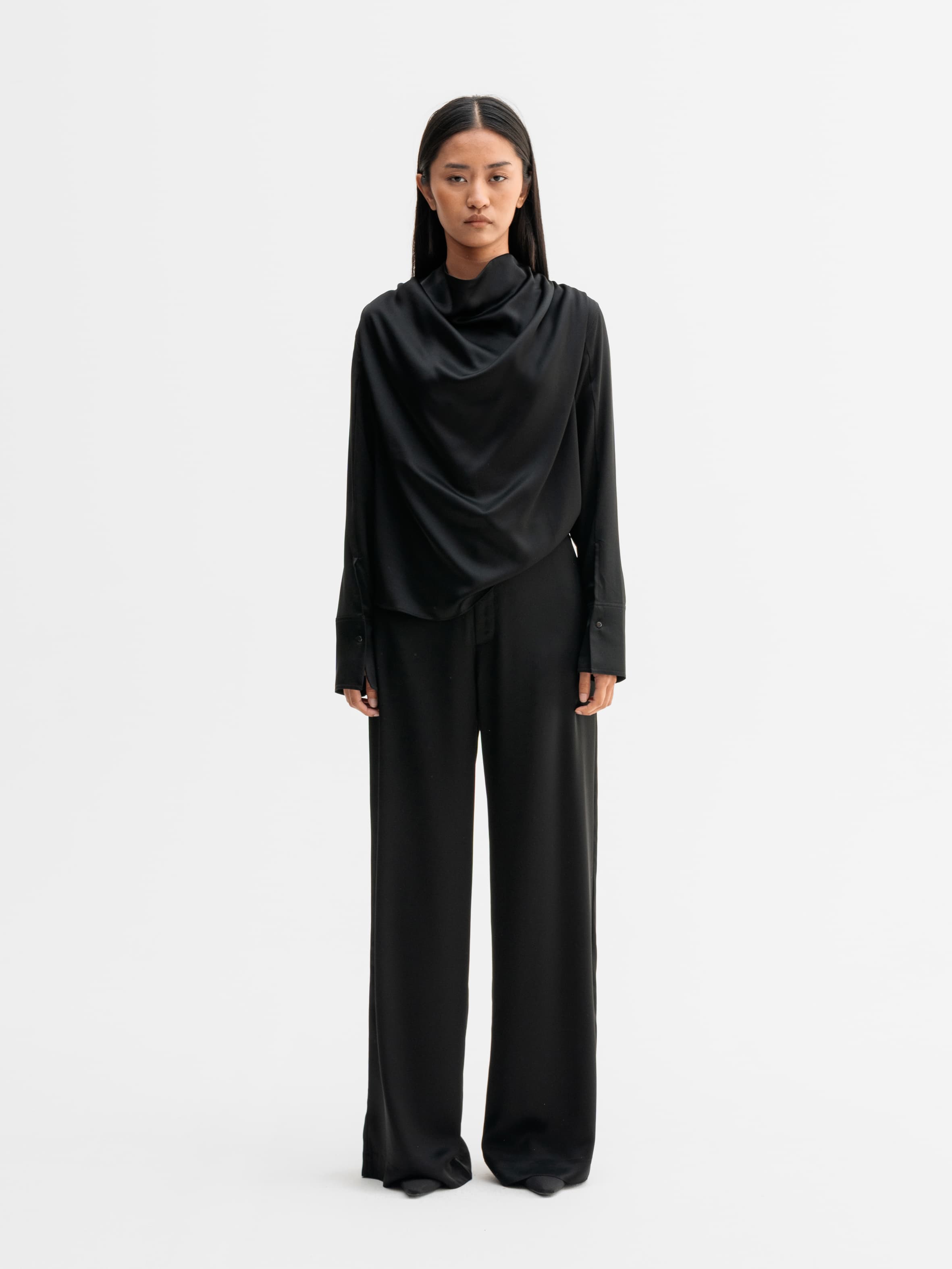 Miko satin blouse black