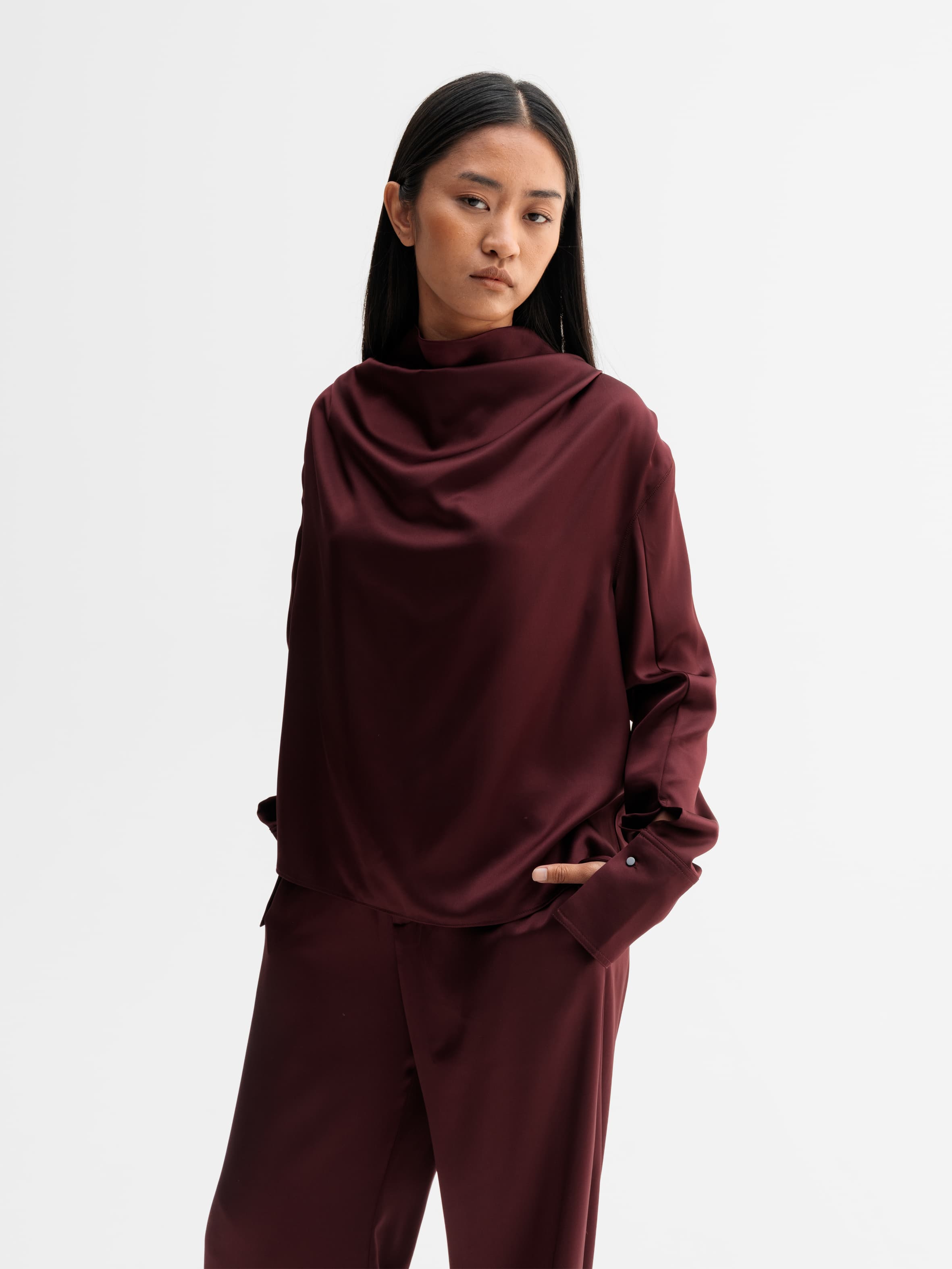 Miko satin blouse burgundy