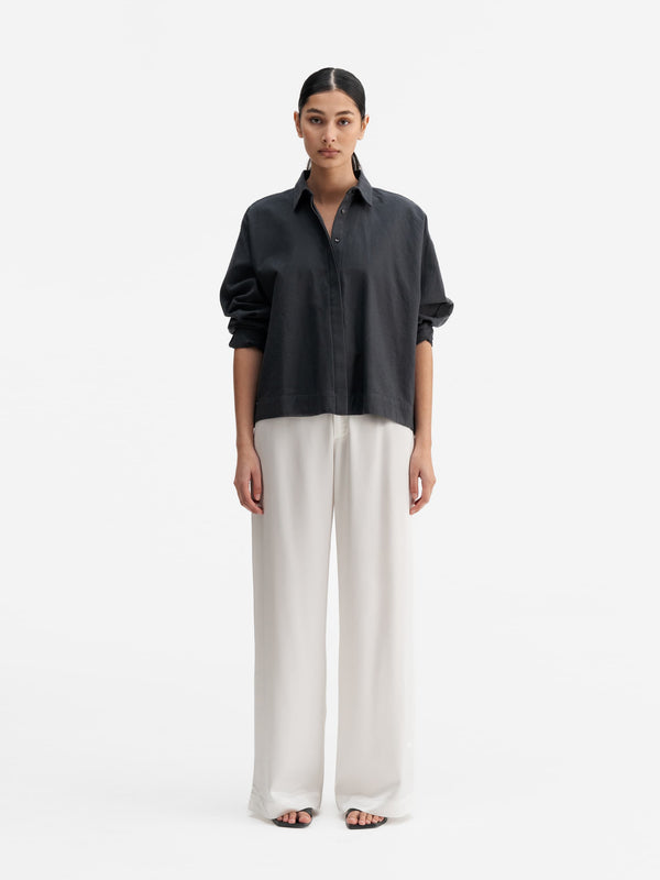 Mila heavy satin trousers white