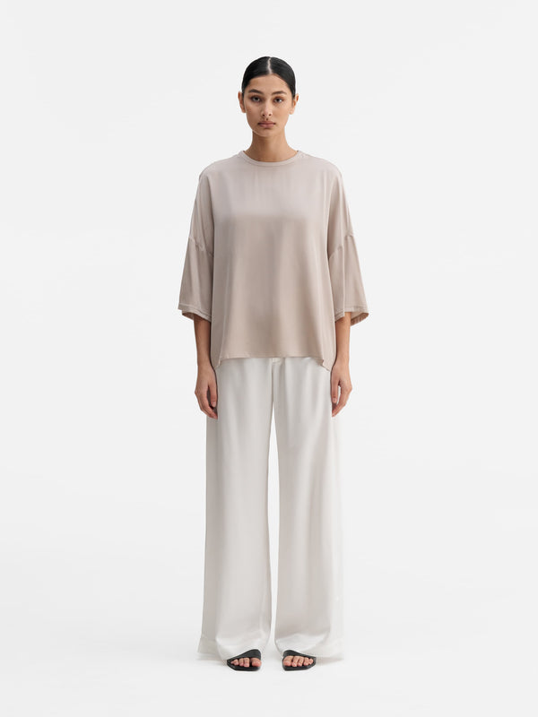 Mila heavy satin trousers white