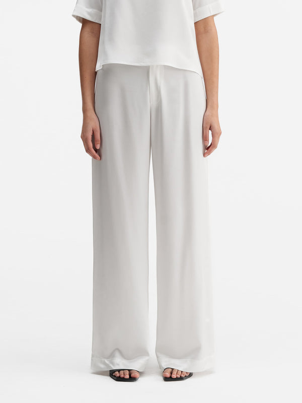 Mila heavy satin trousers white