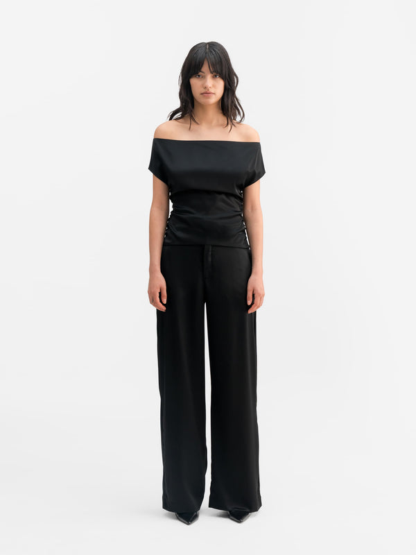 Mila satin trousers black