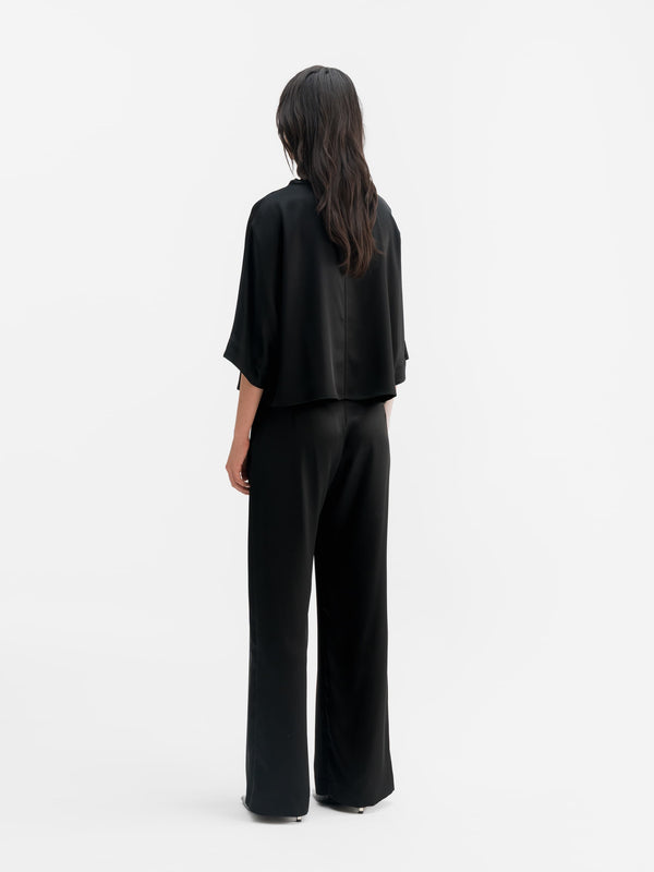 Mila satin trousers black