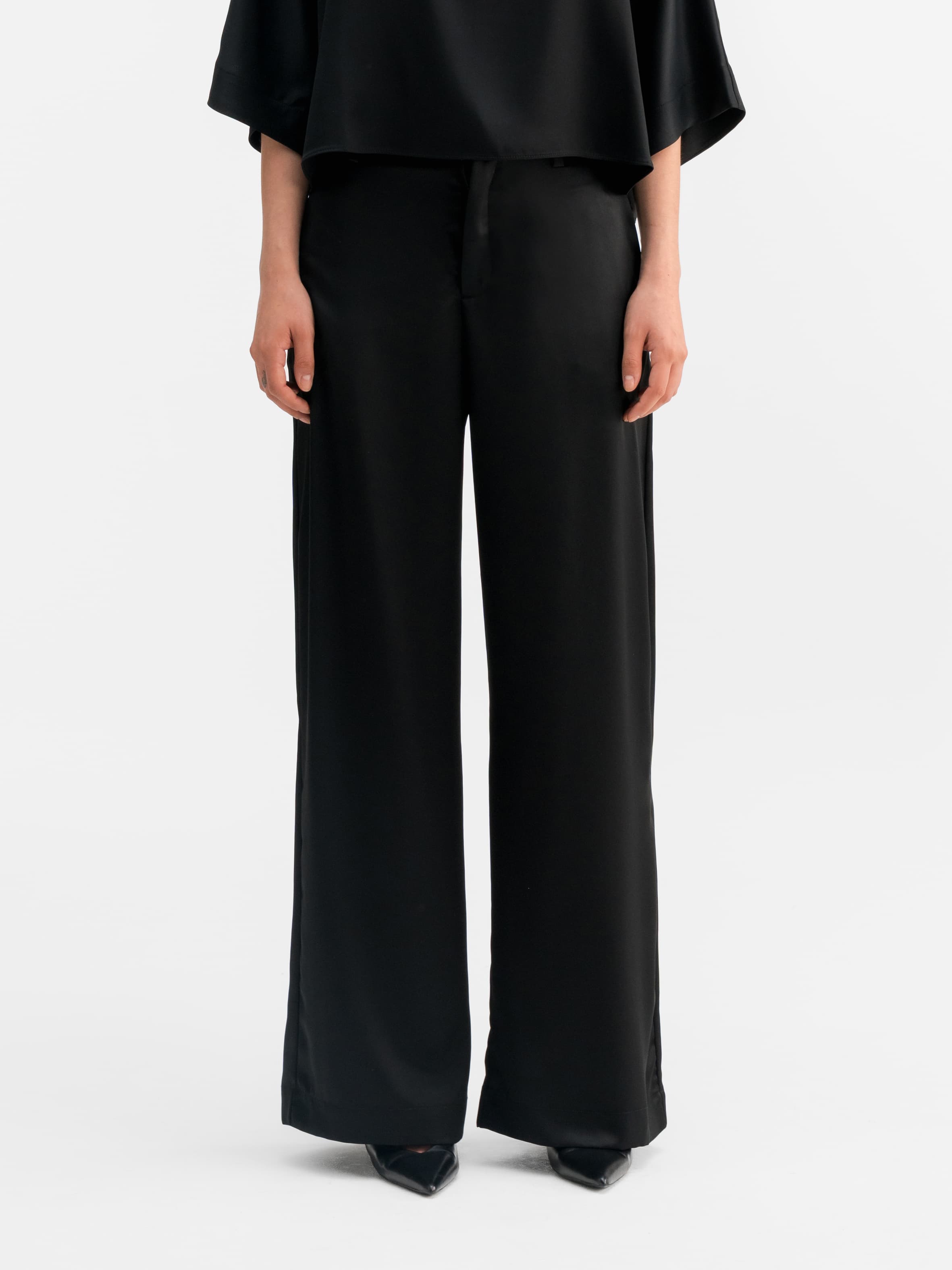 Mila satin trousers black