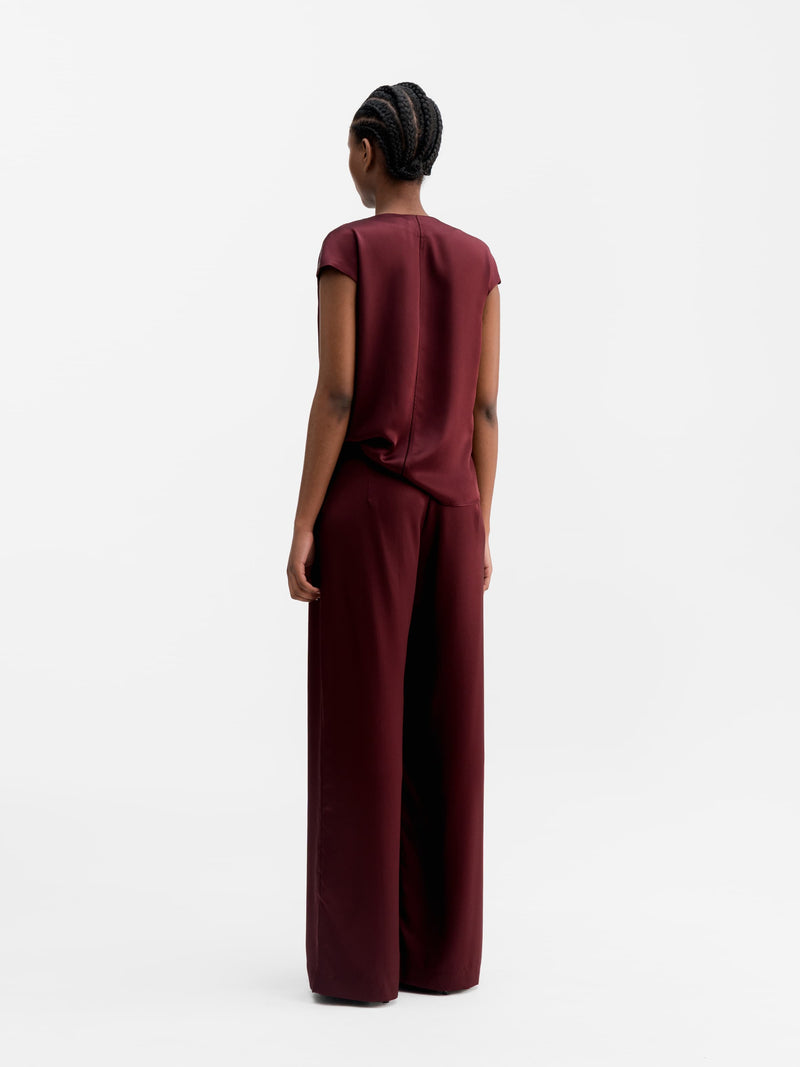 Mila satin trousers burgundy