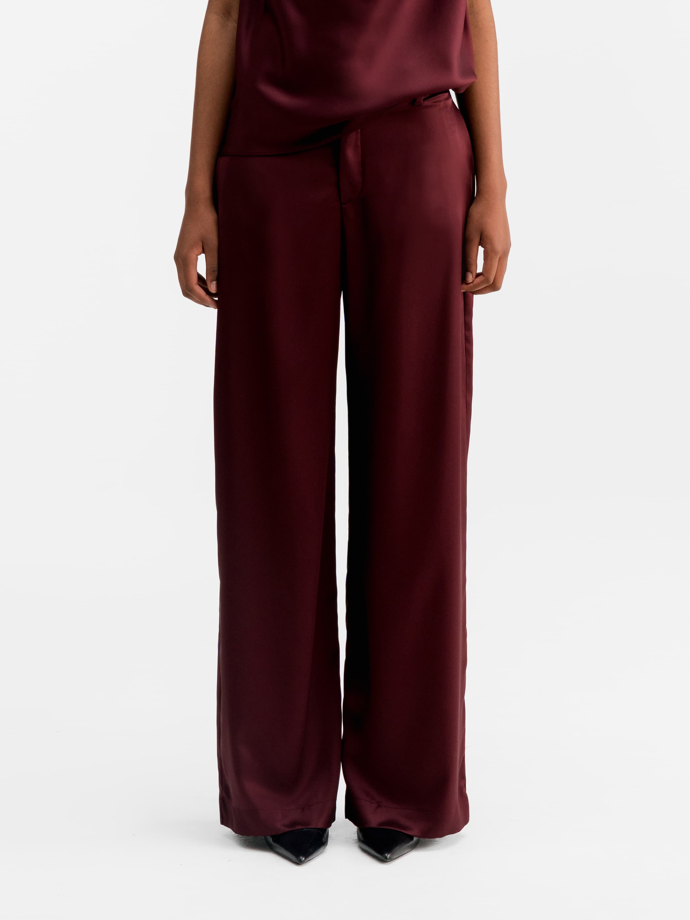 Mila satin trousers burgundy