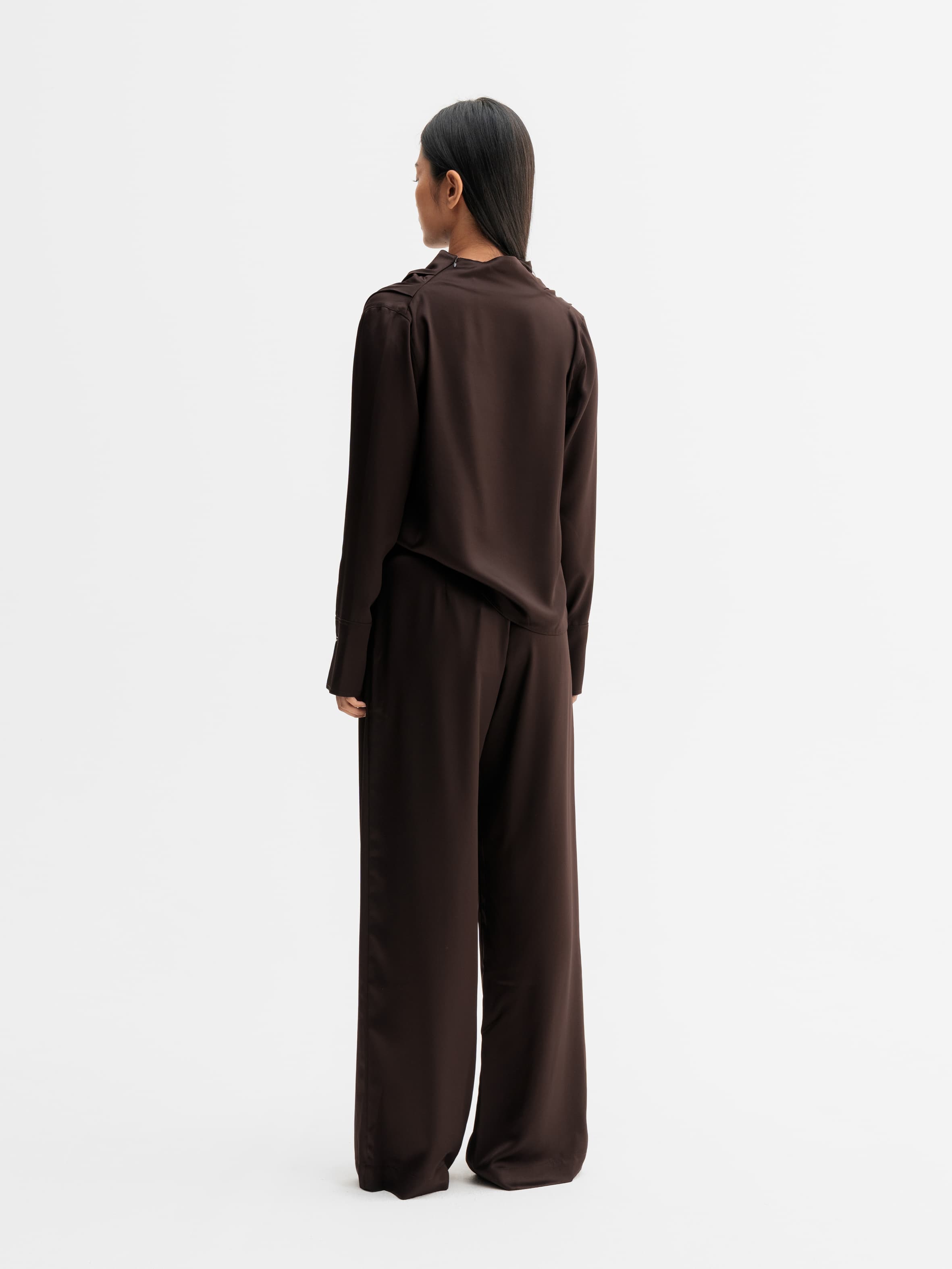 Mila satin trousers dark brown