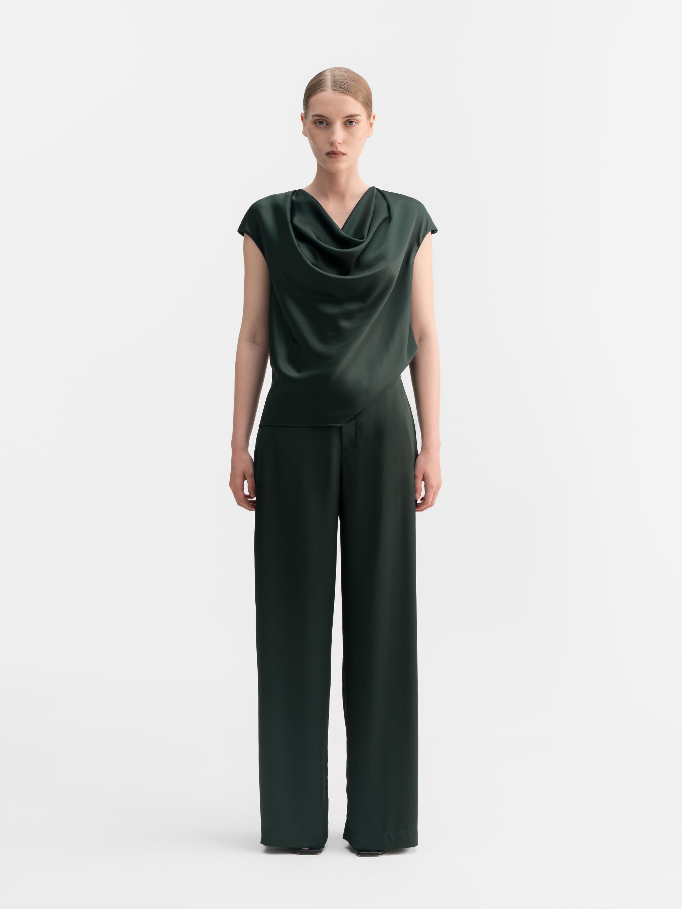 Mila satin trousers deep forest