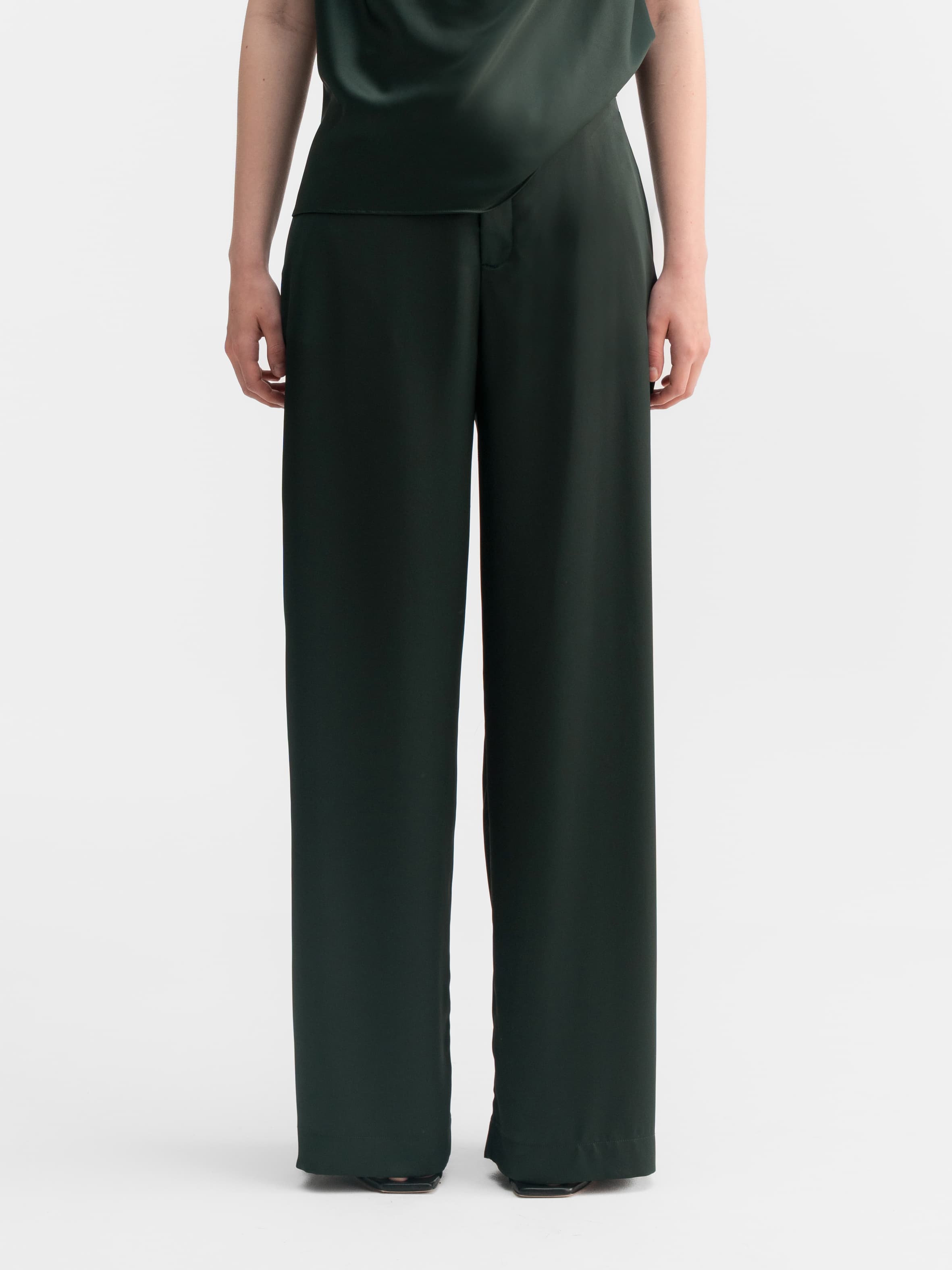 Mila satin trousers deep forest