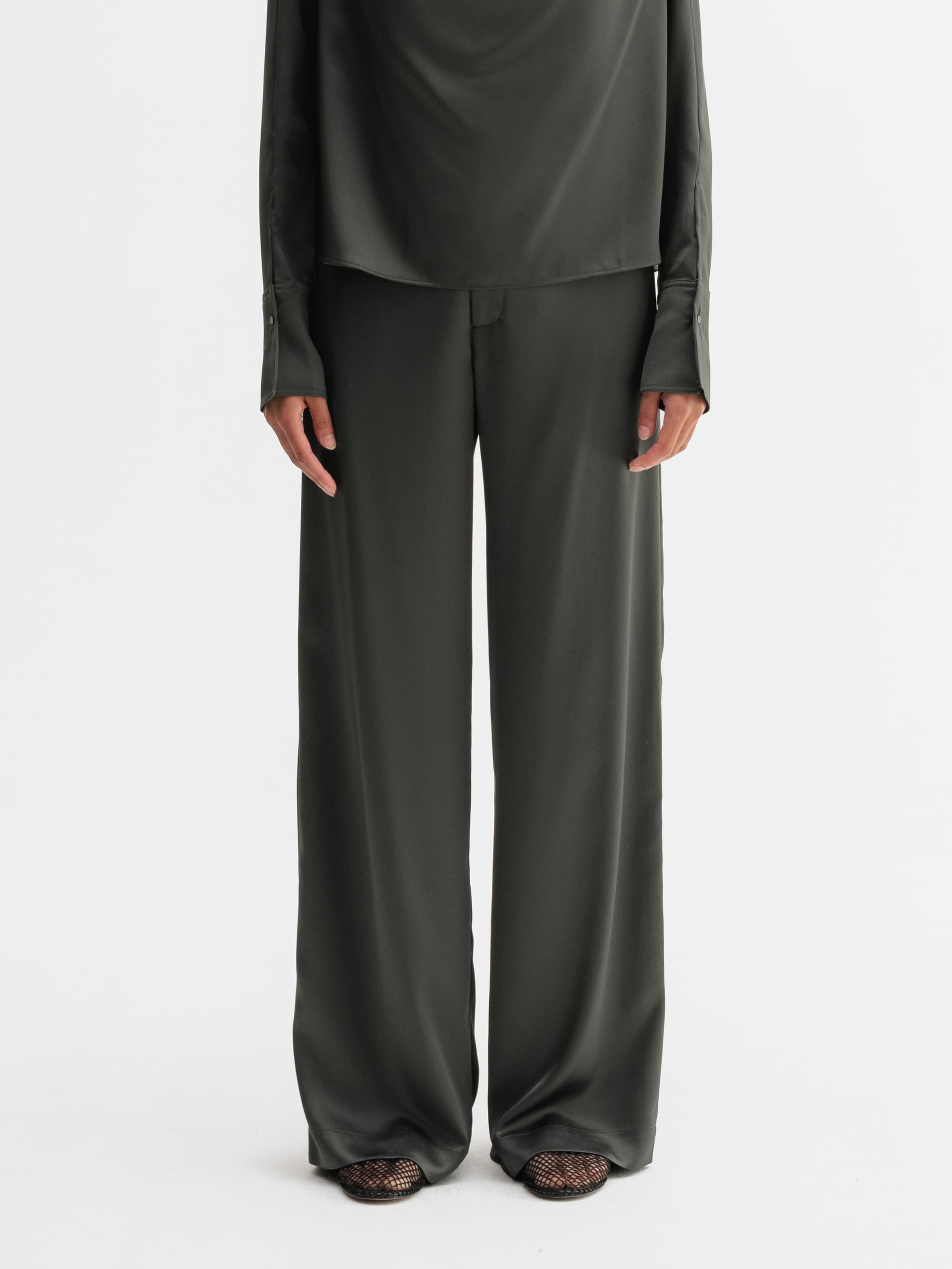 Mila satin trousers wood