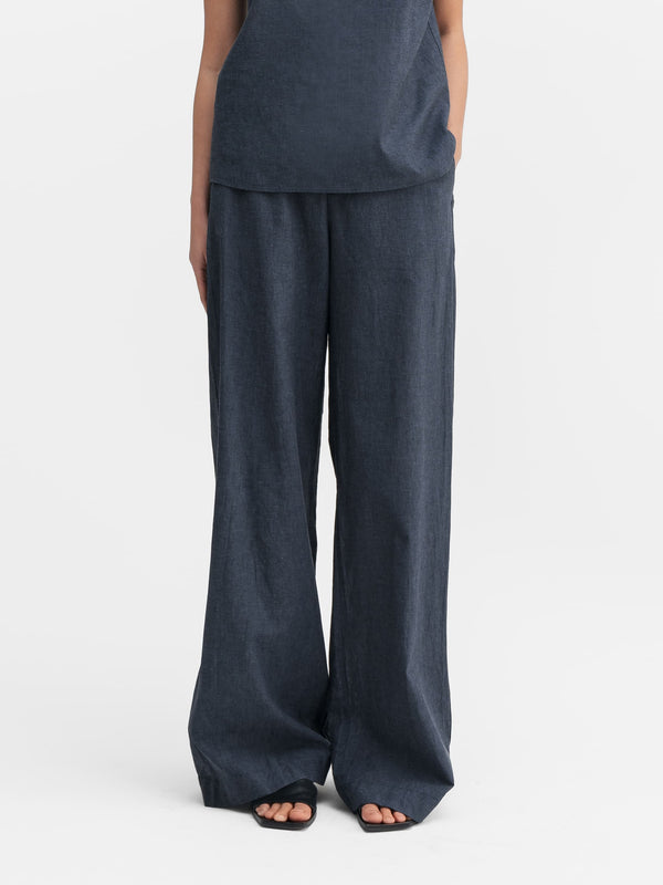 Miley linen trousers blue grey