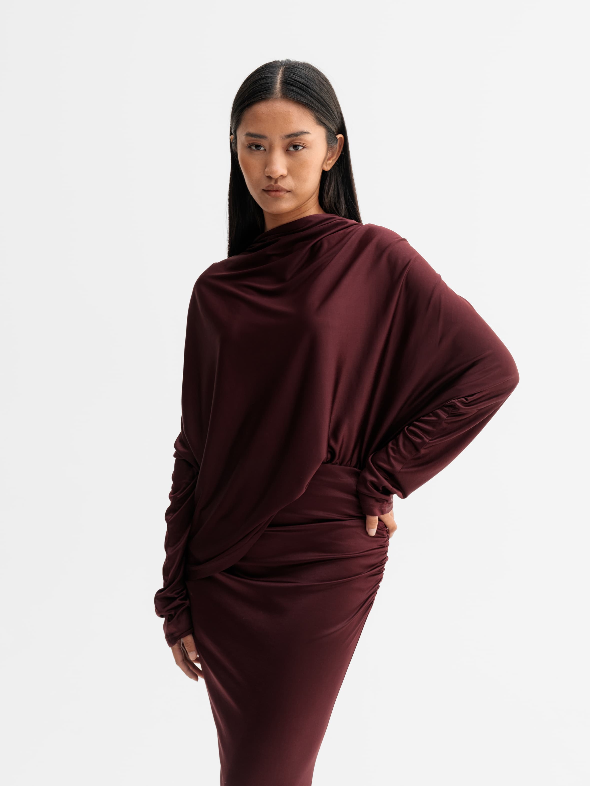 Milly jersey blouse burgundy
