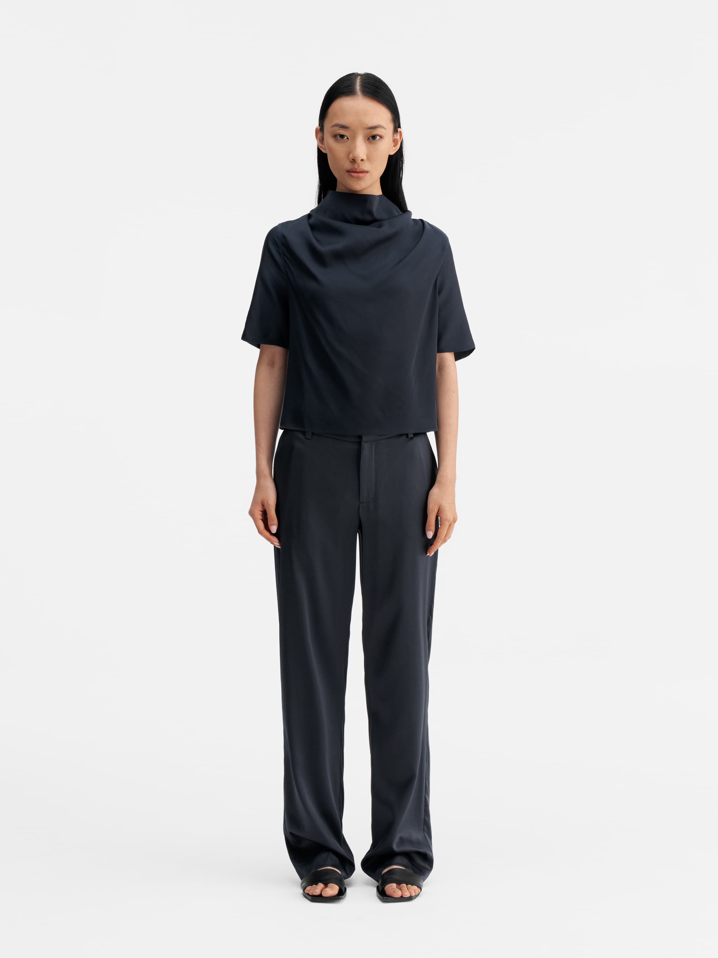 Milly silk tee blue grey