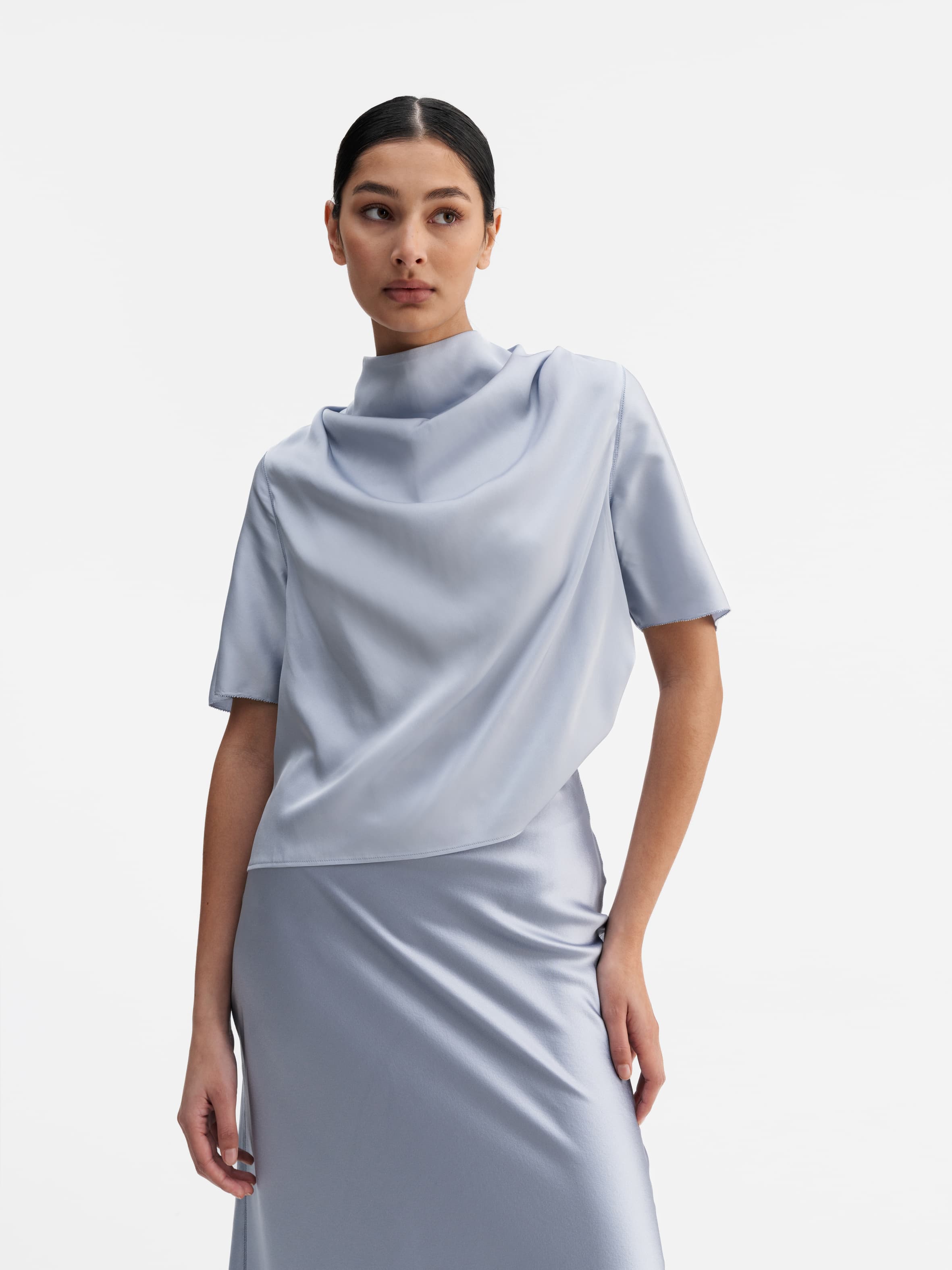 Milly silk tee denim blue