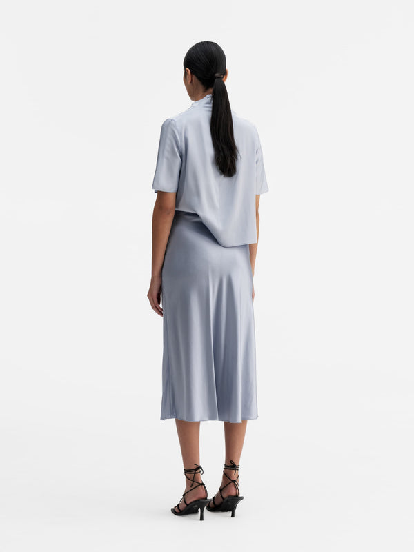 Milly silk tee denim blue