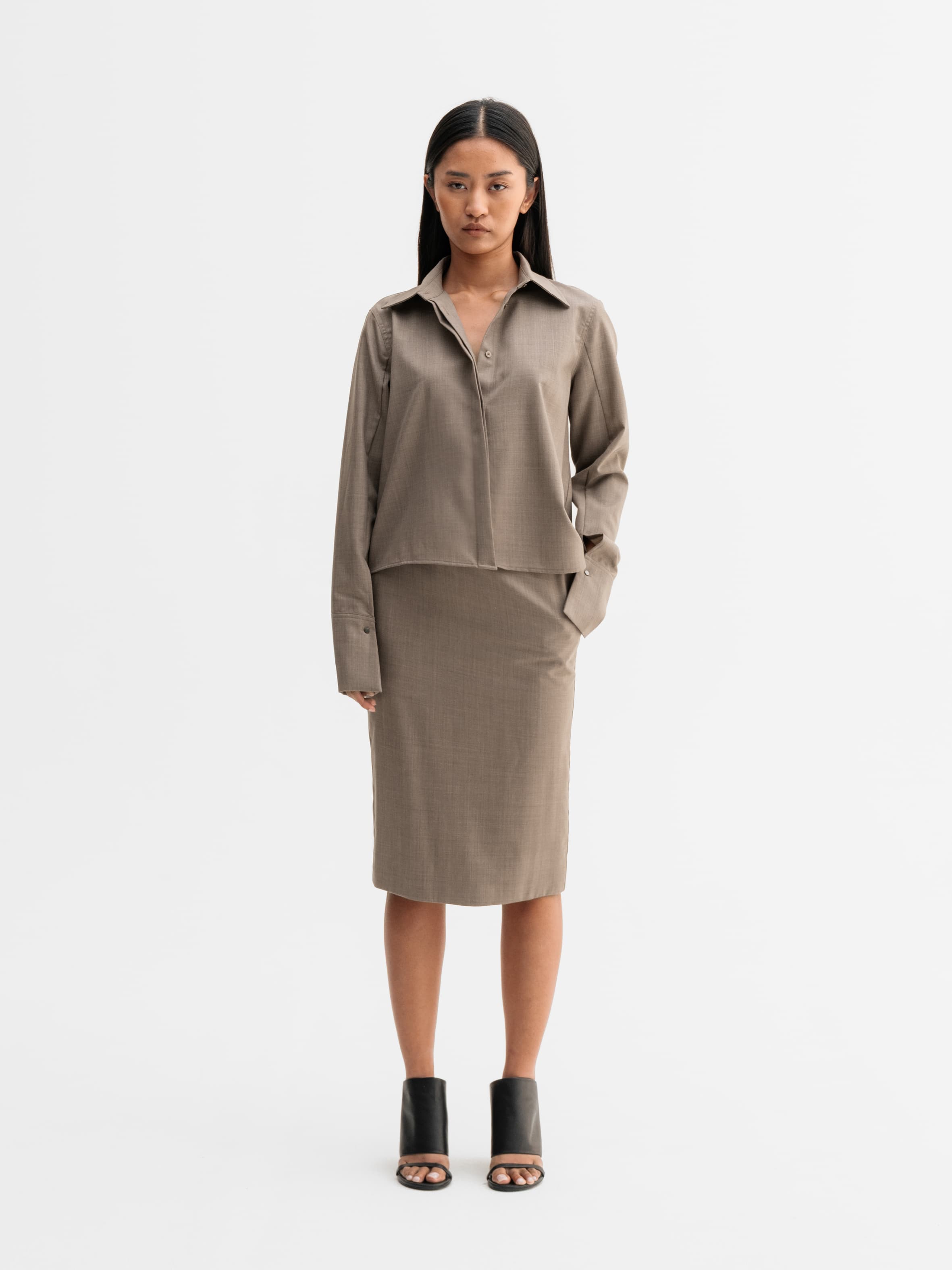 Mindi wool shirt light brown