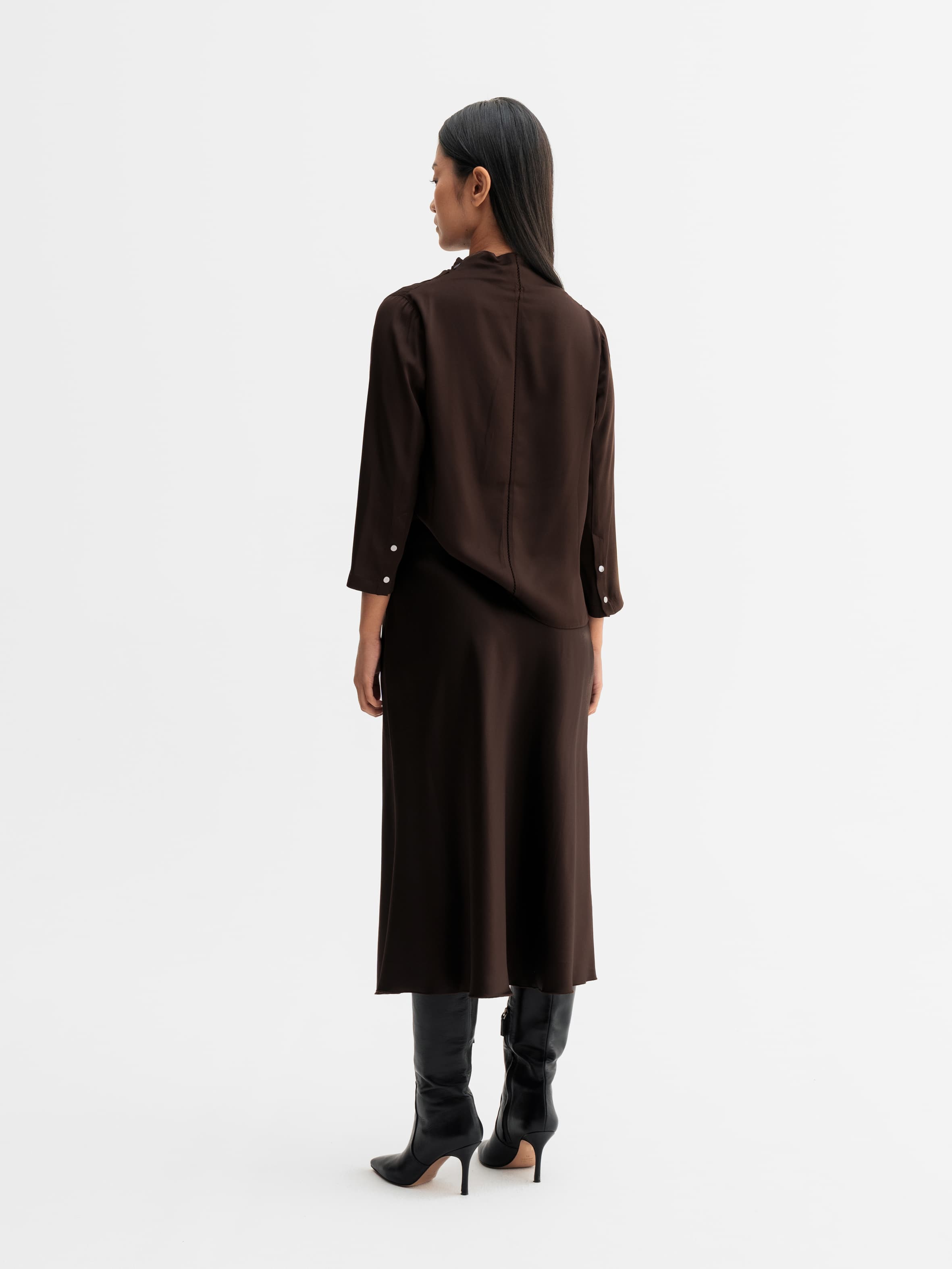 Minou silk blouse dark brown