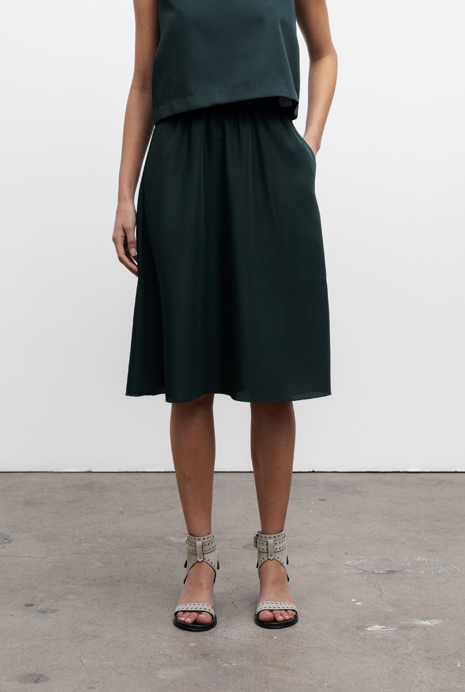 Misaki twill skirt deep forest