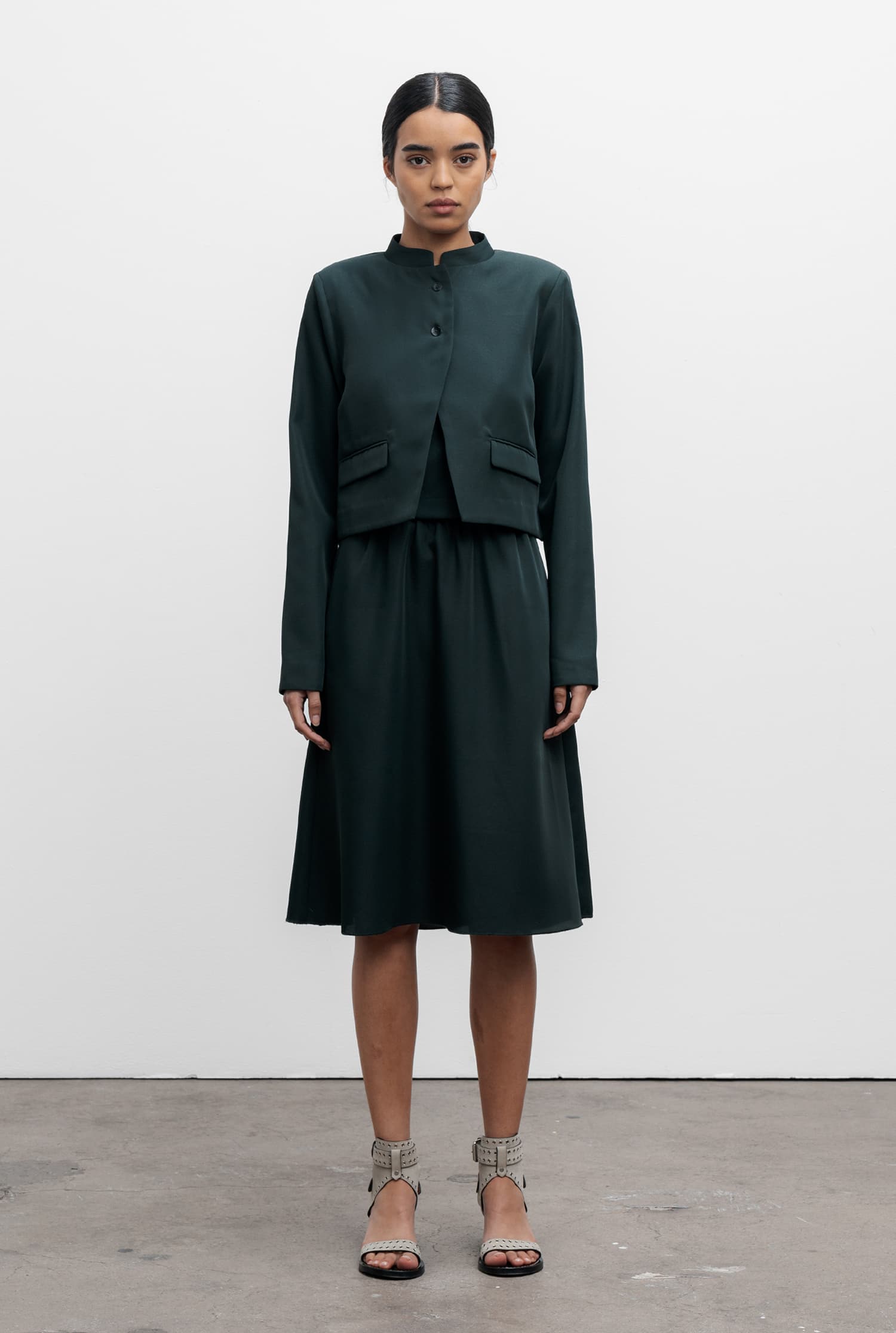 Misaki twill skirt deep forest