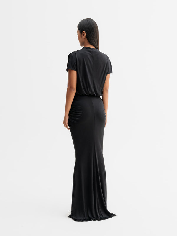 Back view of Ahlvar Gallery Miya jersey dress in Black