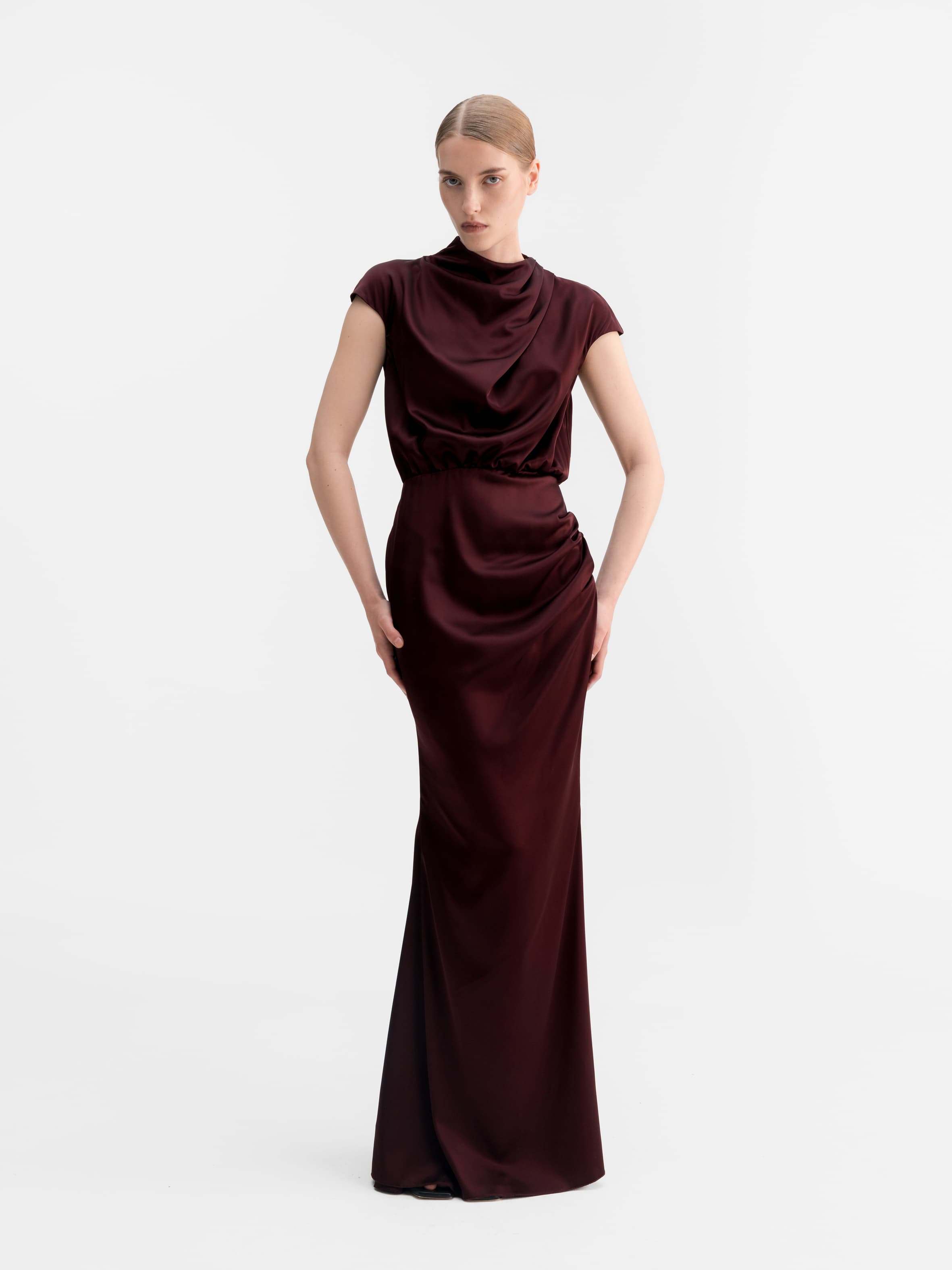 Myra satin dress burgundy