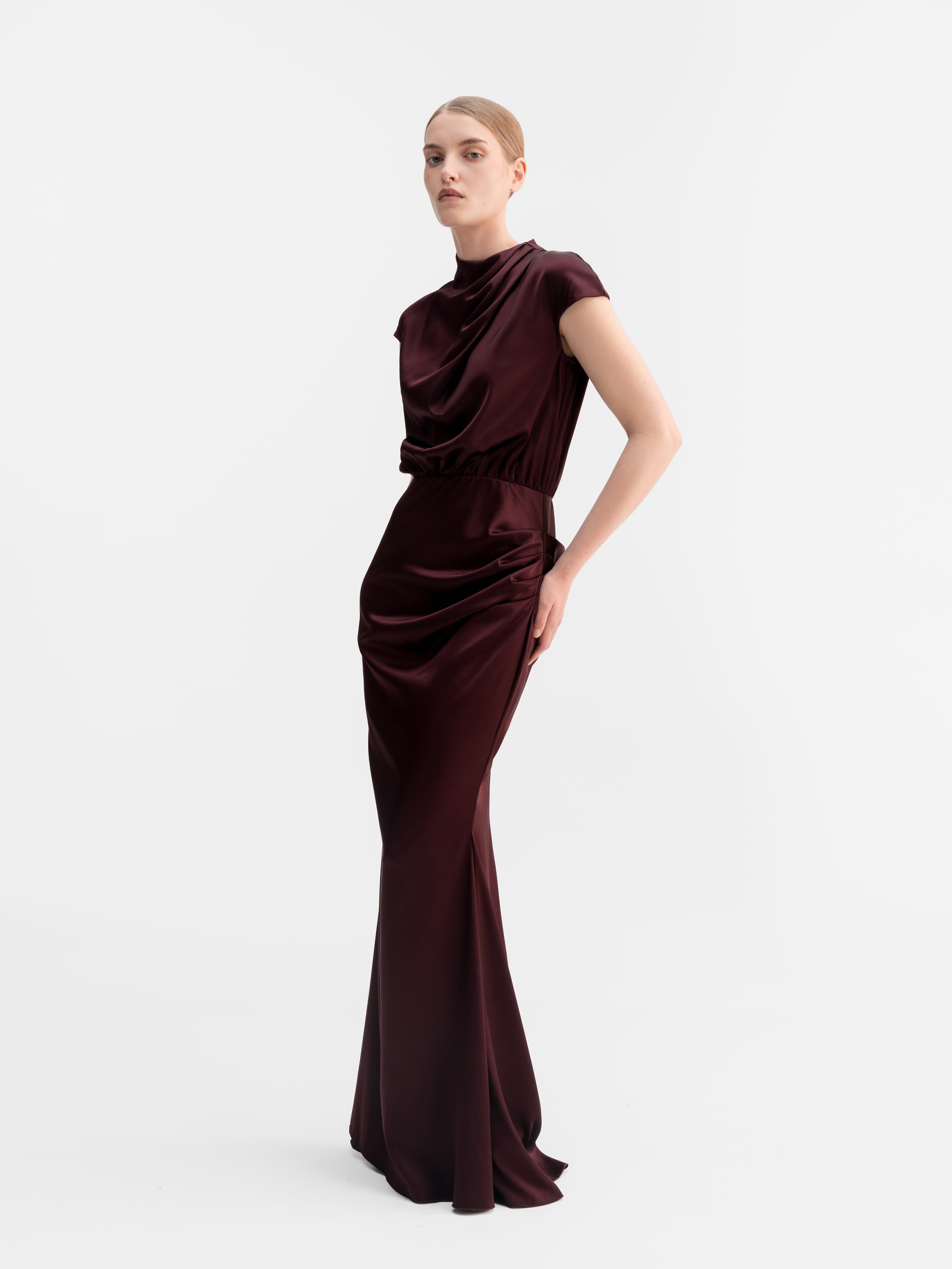 Myra satin dress burgundy