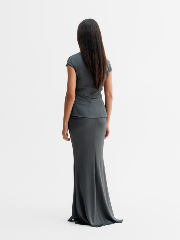 Back view of Ahlvar Gallery Myra skirt in Dark grey