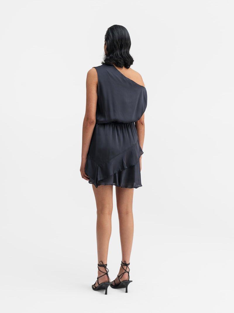 Nelly silk dress blue grey