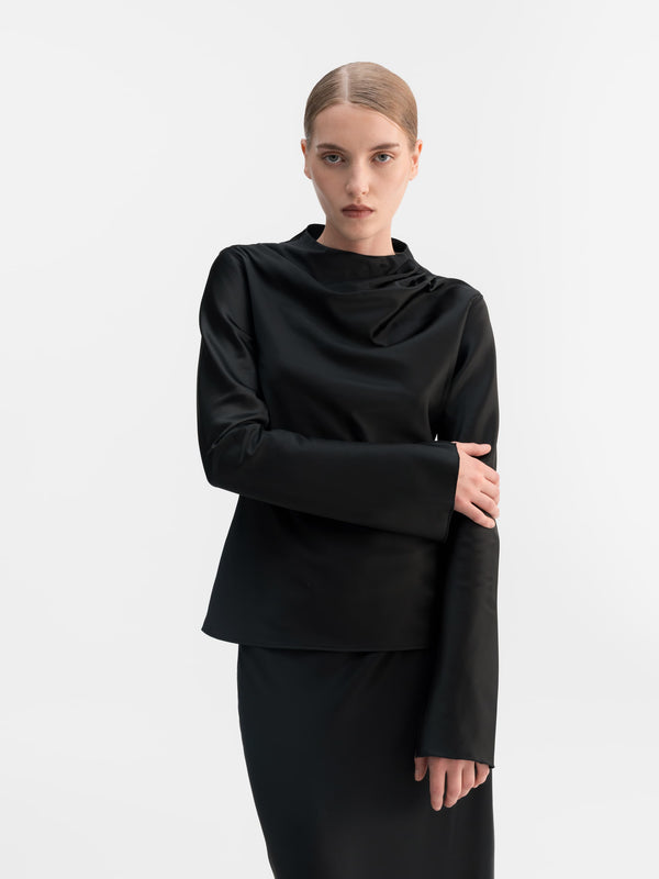 Nika satin blouse black