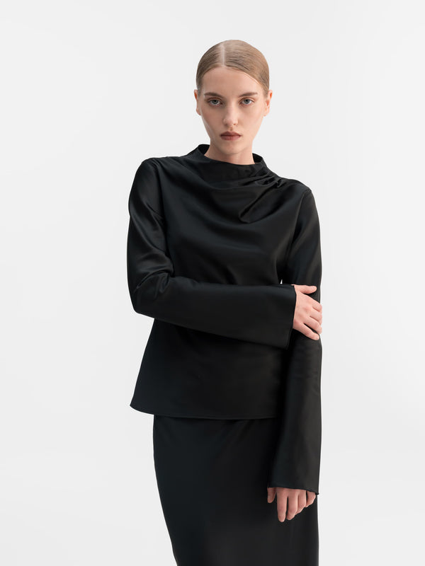 Nika satin blouse black