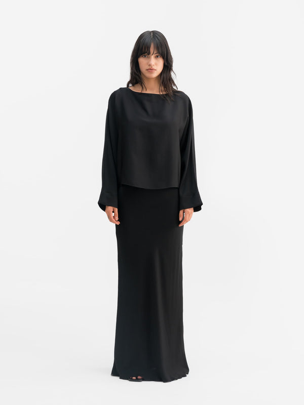 Nina silk blouse black