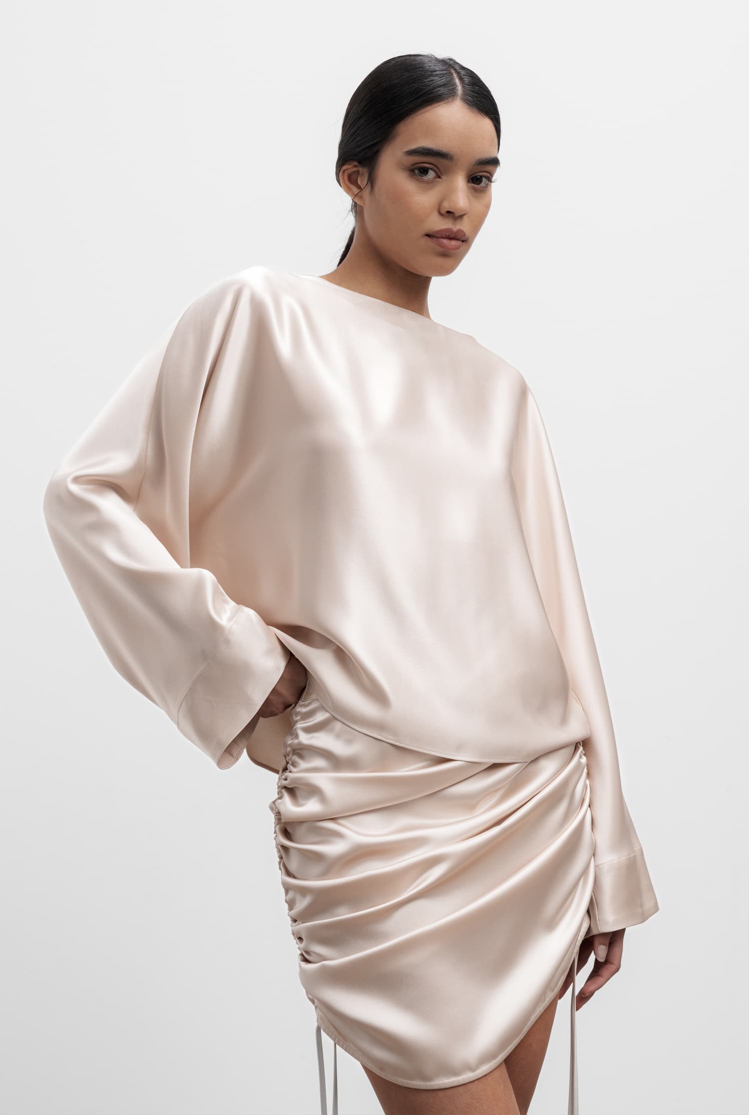 Nina satin blouse cream