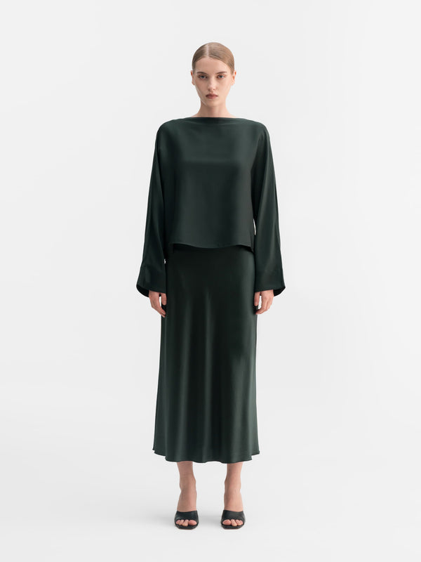 Nina silk blouse deep forest