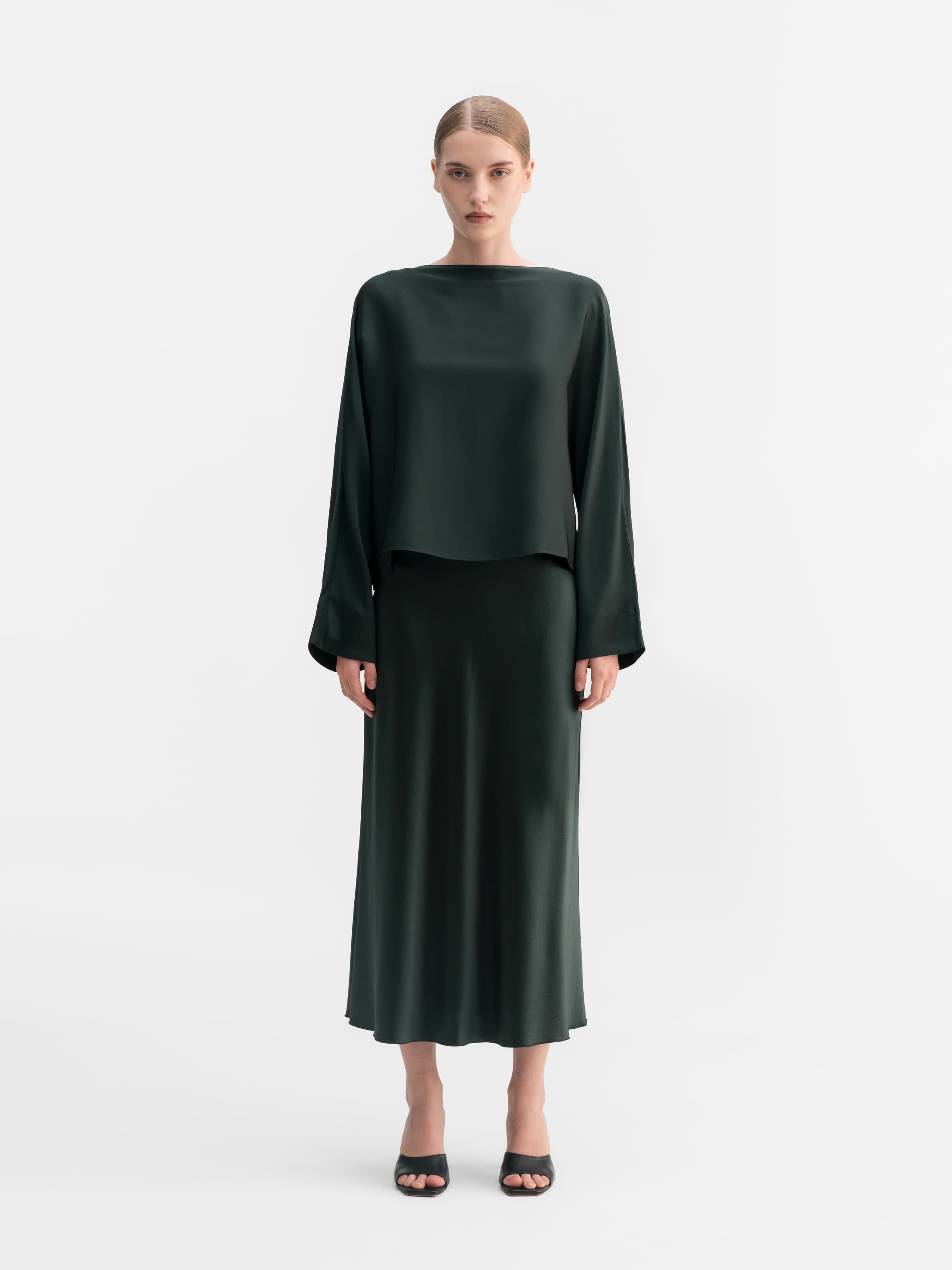 Nina silk blouse deep forest