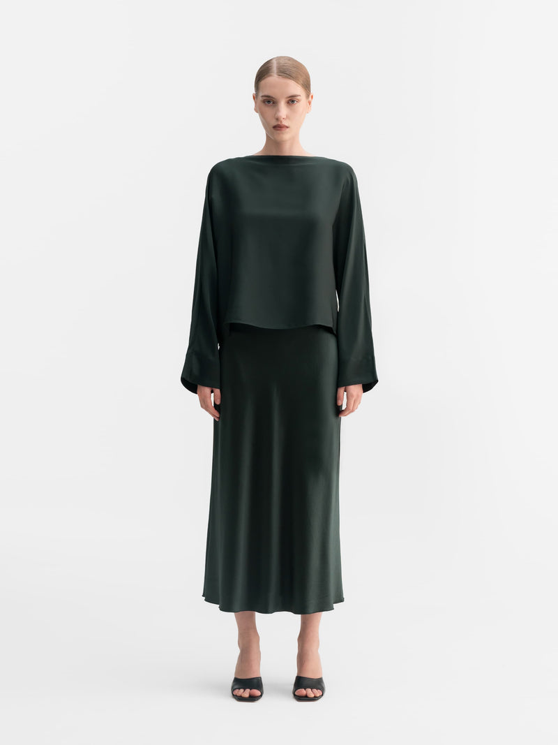 Nina silk blouse deep forest