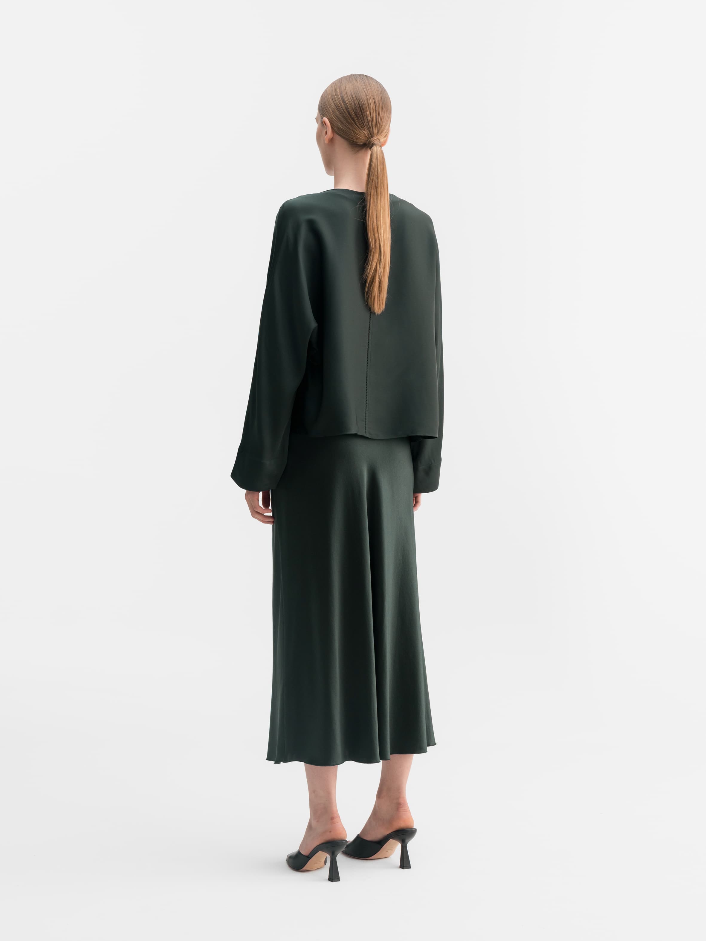 Nina silk blouse deep forest