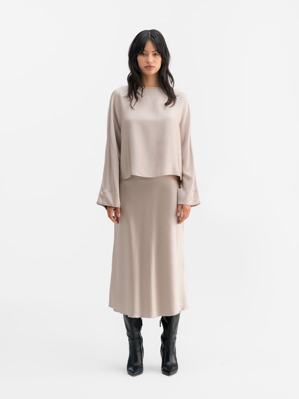 Nina silk blouse greige