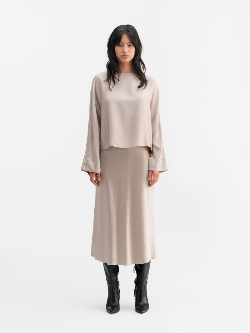 Nina silk blouse greige