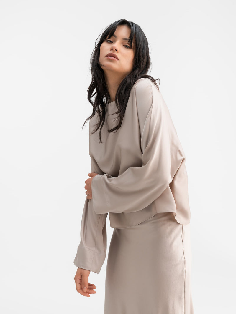 Nina silk blouse greige