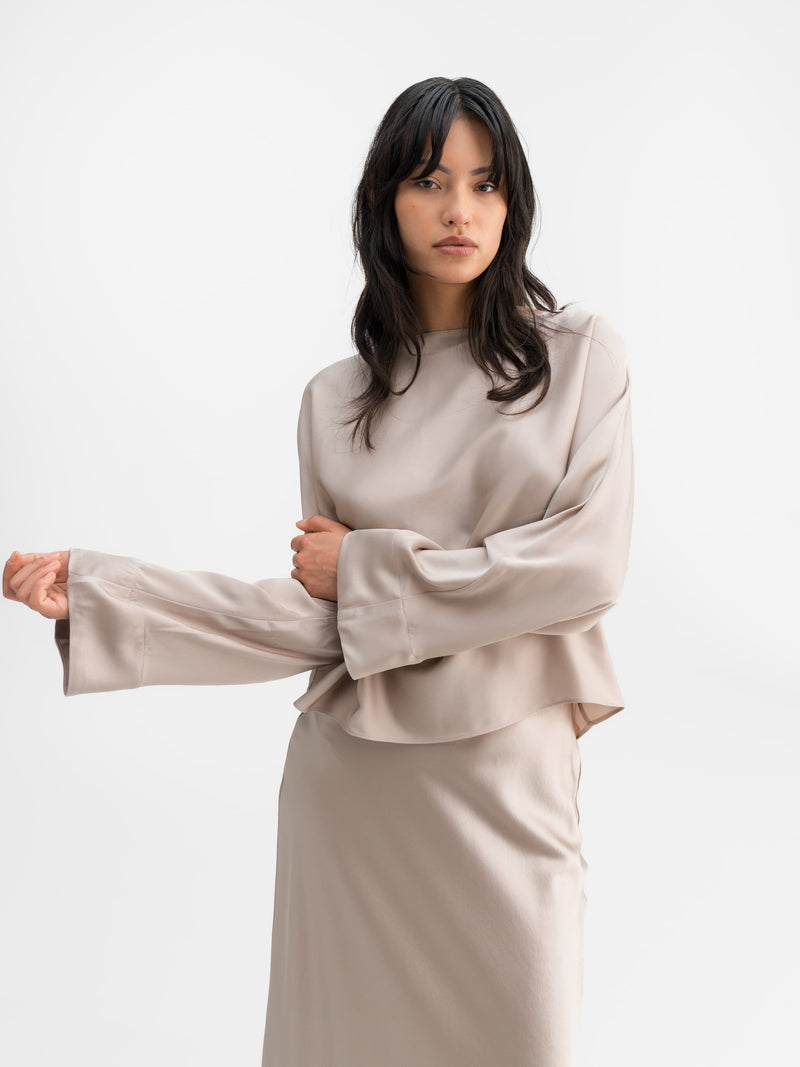 Nina silk blouse greige