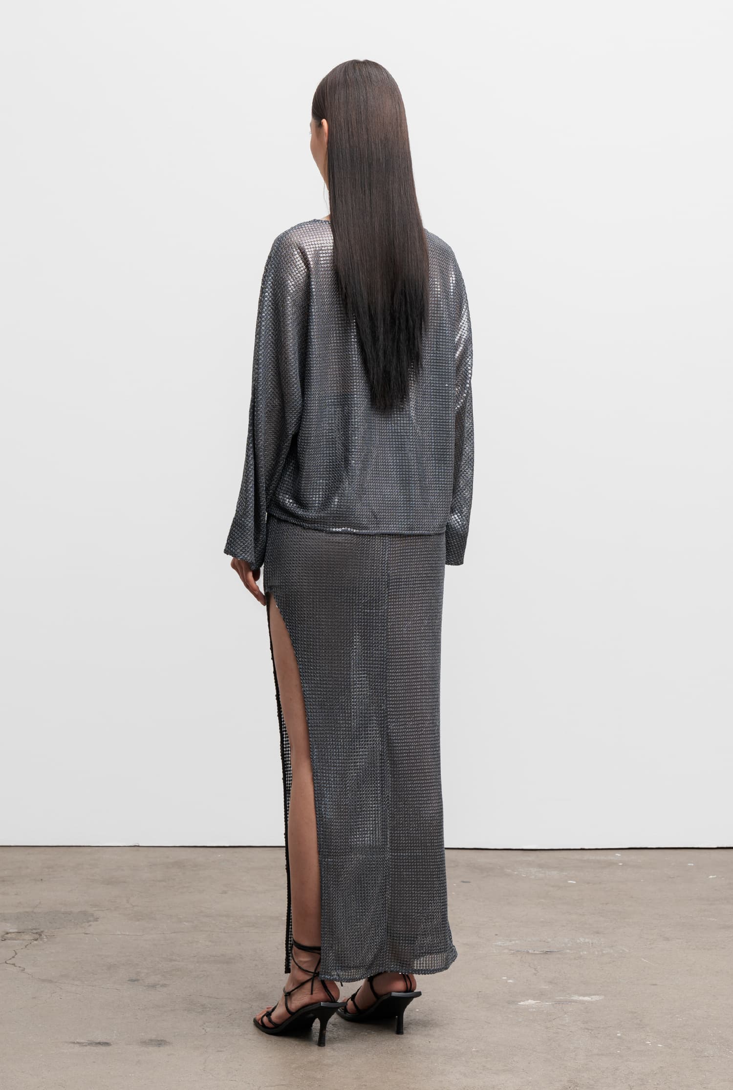 Nina sequin blouse dark grey