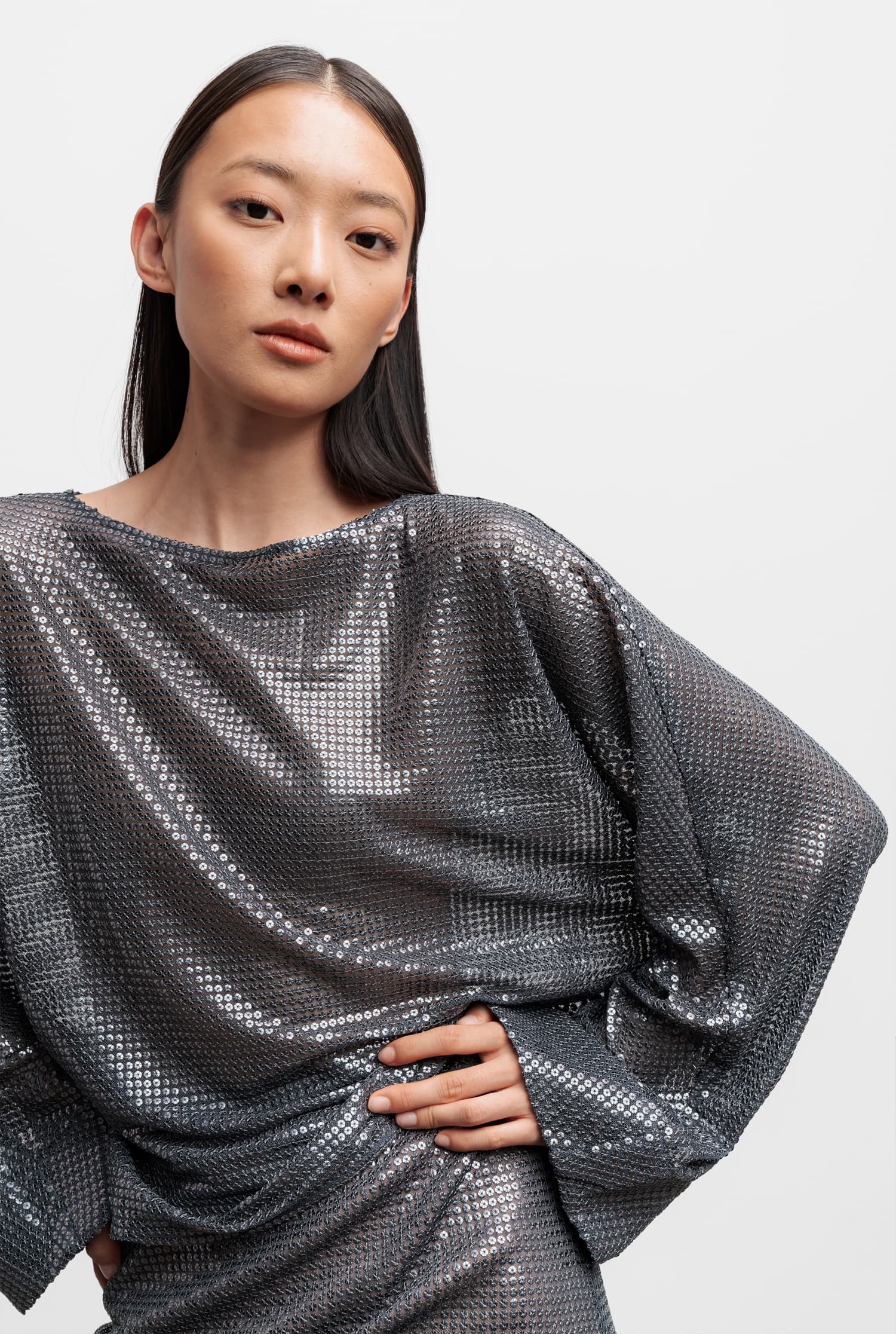 Nina sequin blouse dark grey